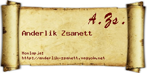Anderlik Zsanett névjegykártya